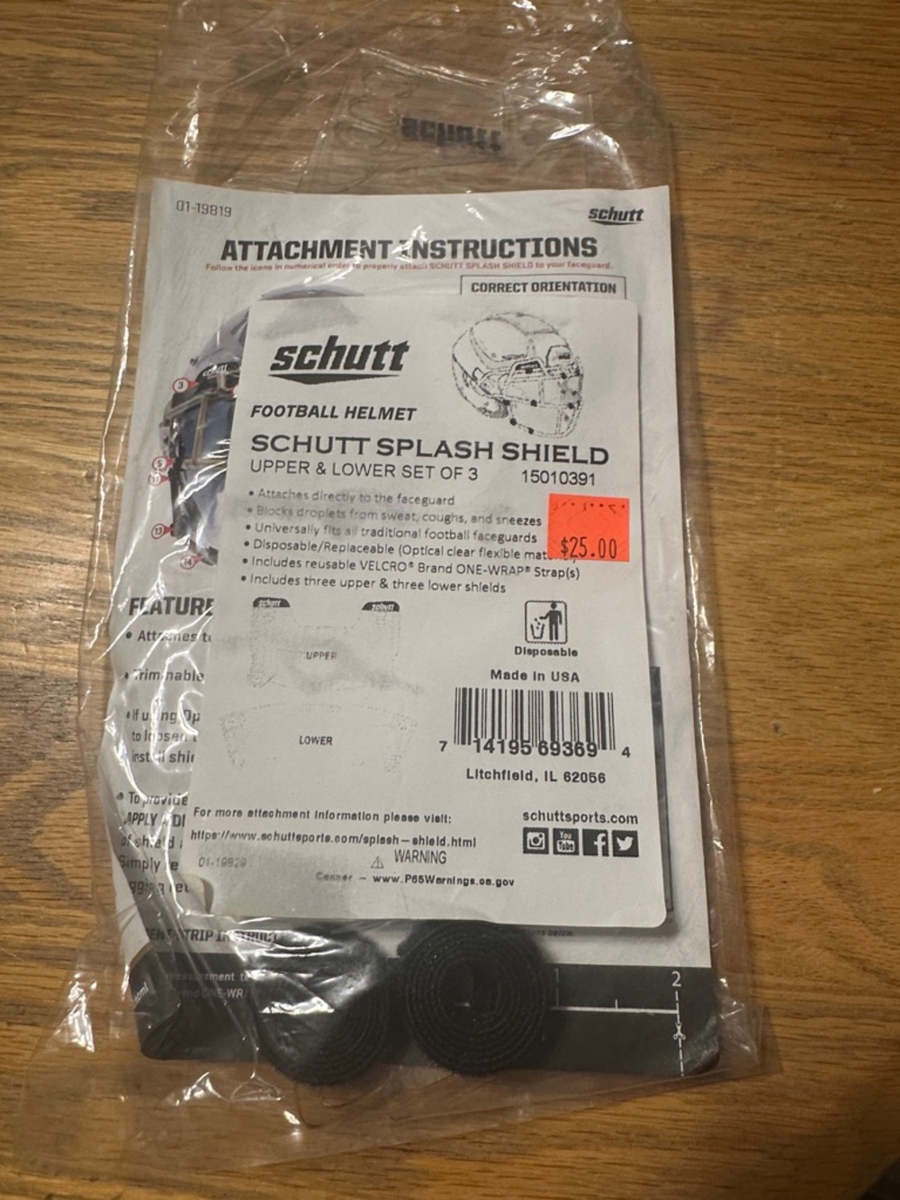 NWT Splash Shield Football Helmet Attachment - Clear OS